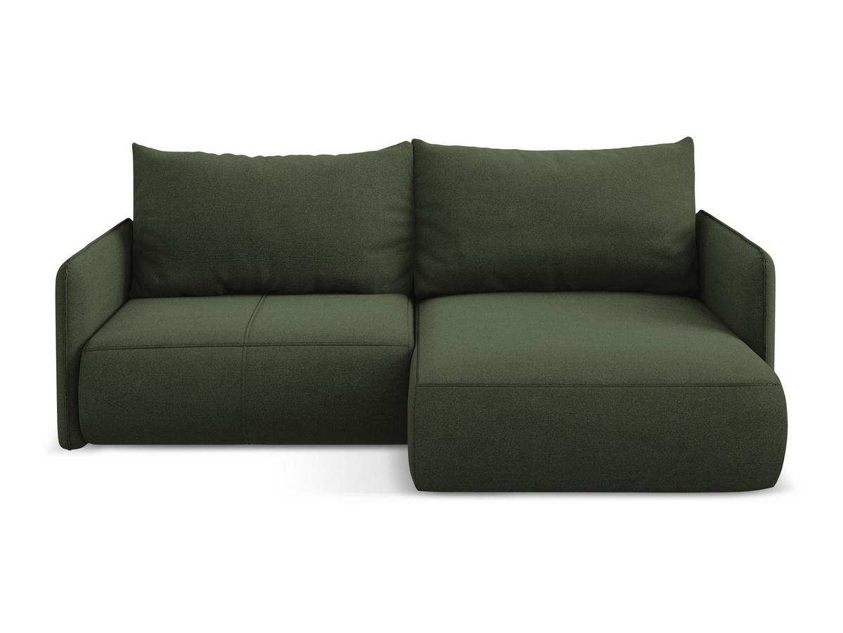 ECKSOFA mit Schlaffunktion Strukturstoff Stoff Grün - Schwarz/Olivgrün, Kunststoff/Textil (207/148cm) - Makamii