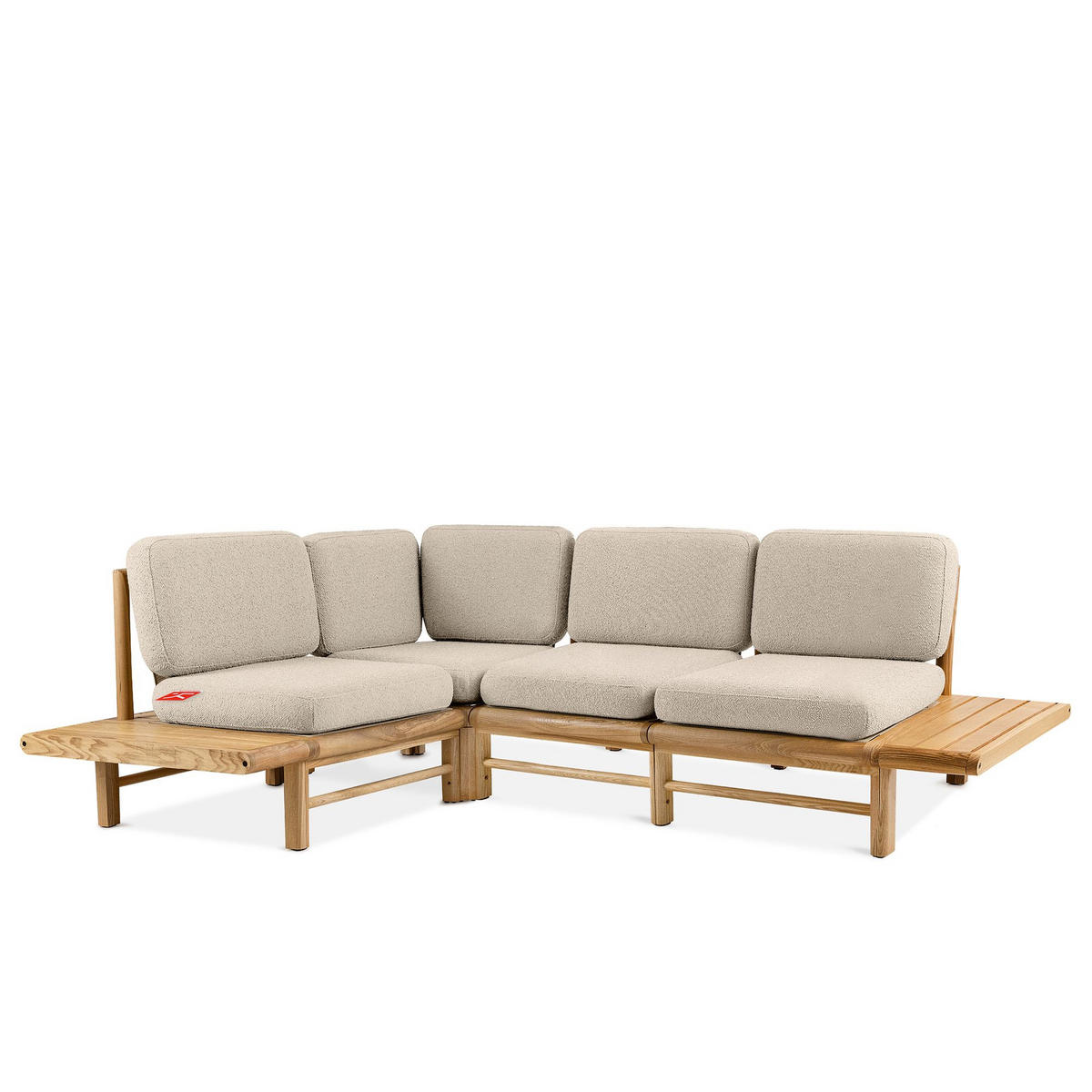 LOUNGESOFA ATREDA links - Creme, Holz/Textil (245/74/175cm) - KONSIMO®