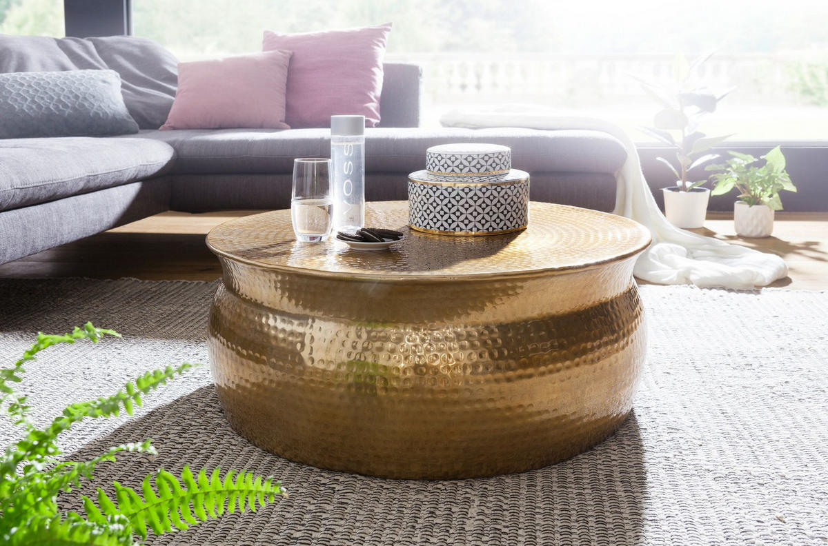 COUCHTISCH rund RYAN Aluminium - Goldfarben, Metall (75/75/31cm) - tinkaro