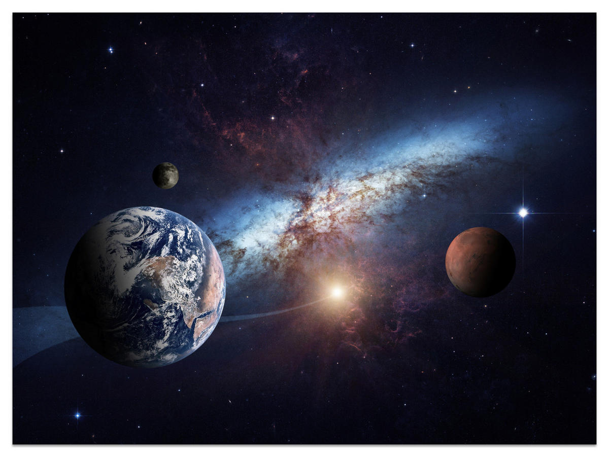 FOTOTAPETA Pre Detskú Izbu Planéty Galaxia Kozmos Hmlovina 500 x 350 cm - biela/fialová, papier (500/350cm) - Muralo