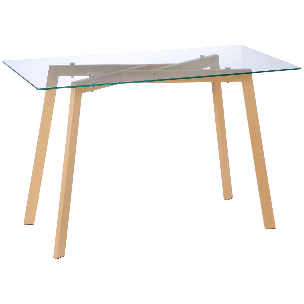 ESSTISCH Glas 120 x 60 cm für 4 Personen Transparent - Transparent, Glas/Metall (120/60/76cm) - HOMCOM