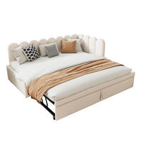 POLSTERBETT LForm 90/180x200 Beige Samt - Beige, Textil (180/200cm) - FLIEKS