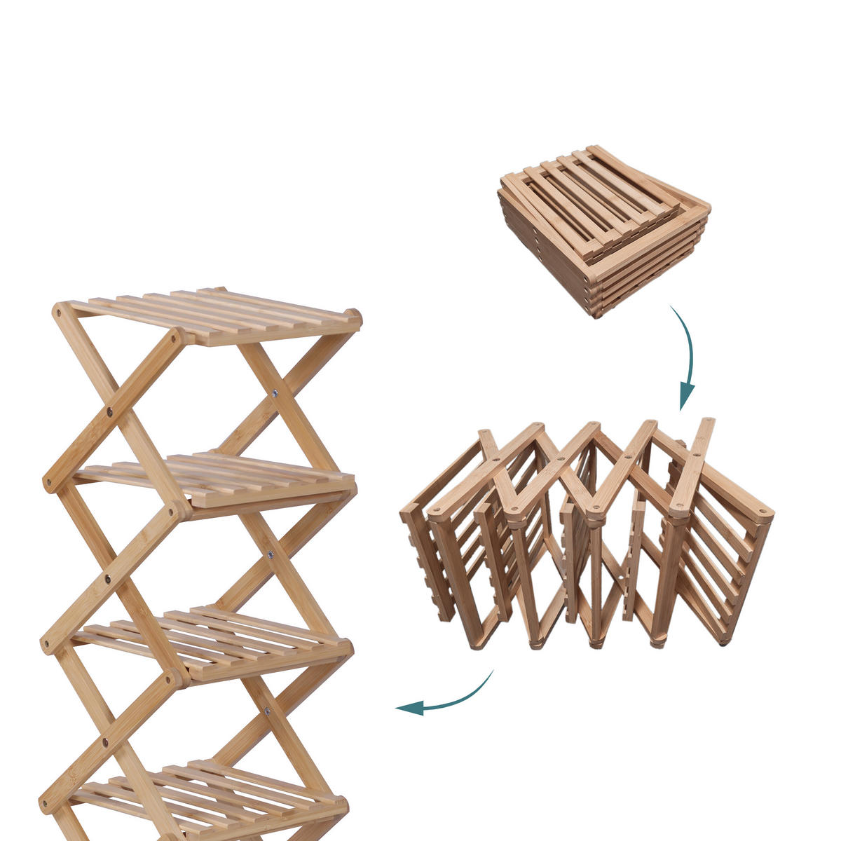 SCHUHREGAL faltbar - Hellbraun, Holz (28/84/28cm) - Relaxdays