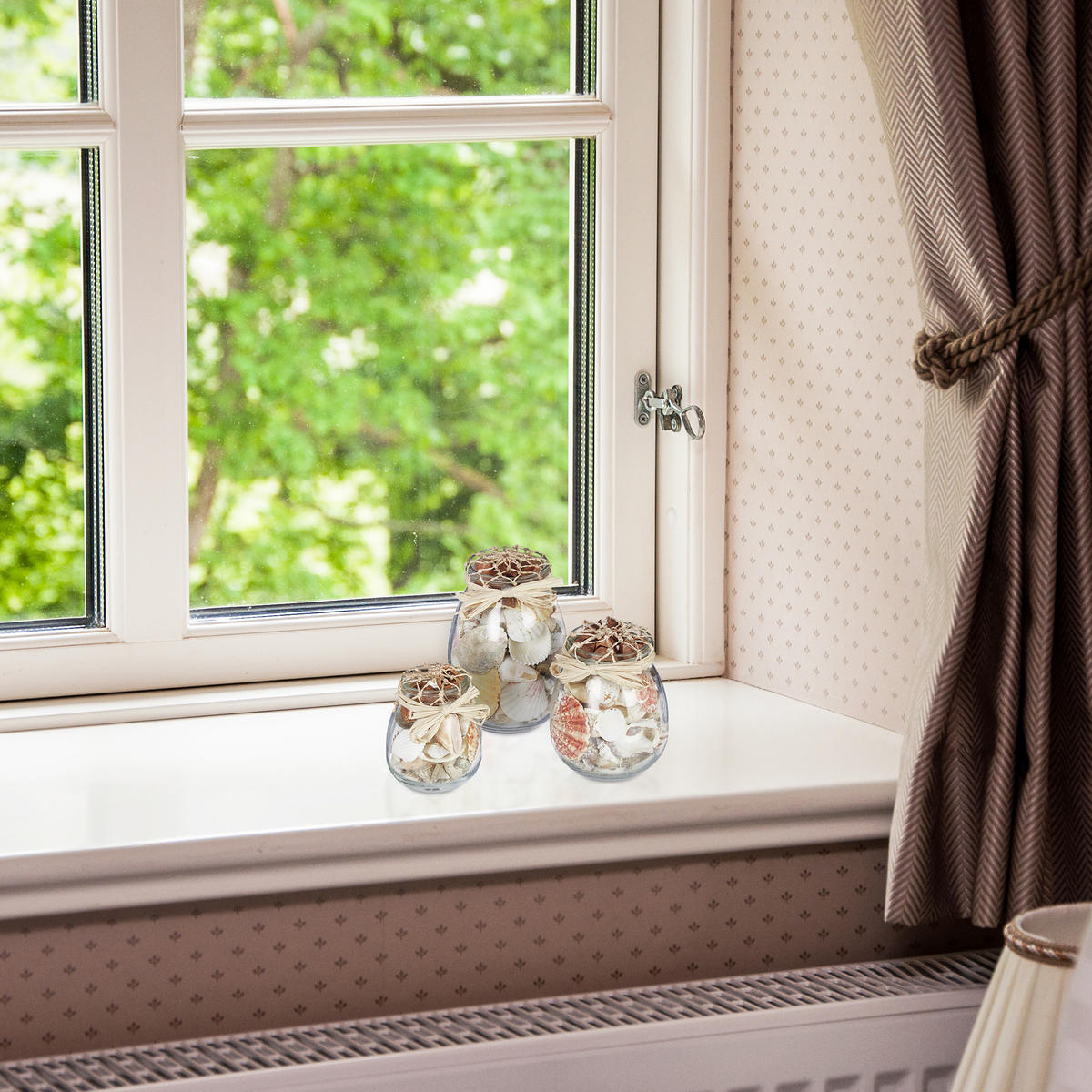 3XMUSCHELDEKO - Multicolor, Glas/Naturmaterialen (15.5cm) - Relaxdays