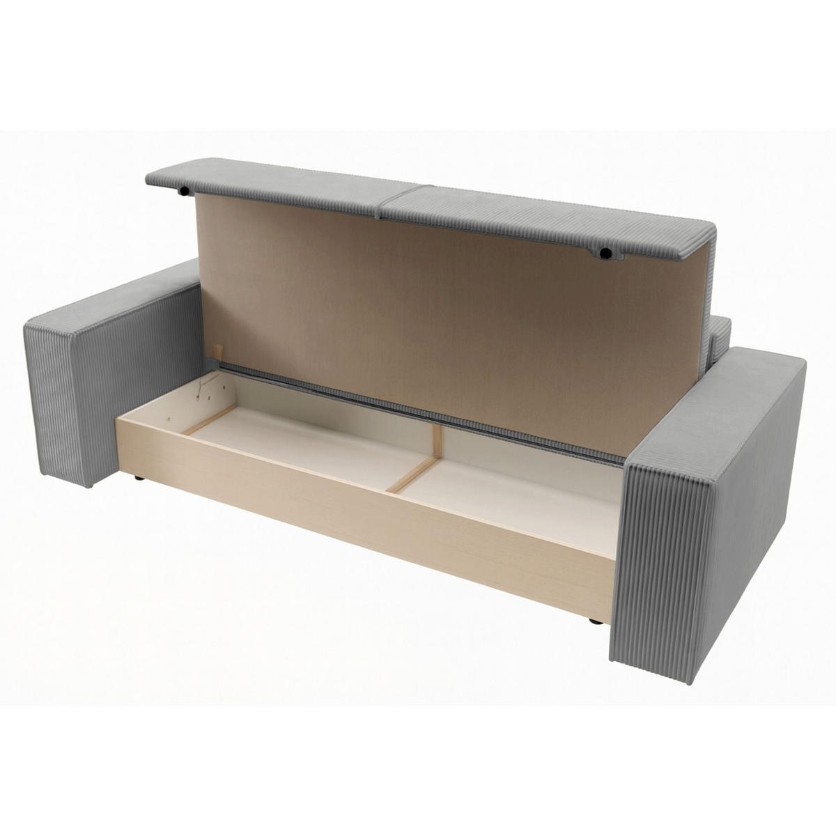 SOFA FARESE Hellgrau mit Cordbezug - Hellgrau, Textil/Metall (257/85/102cm) - Selsey