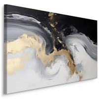 LEINWANDBILD Marmor Muster Abstraktion Glamour 100x70 - Beige/Schwarz, Textil (100/70cm) - Muralo