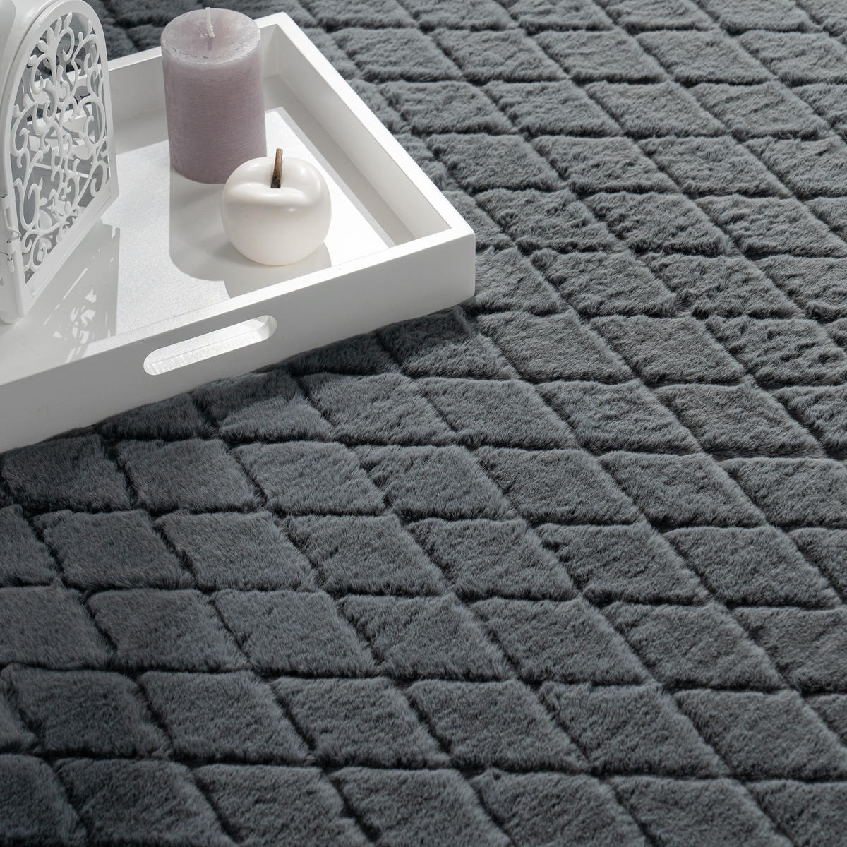 HOCHFLORTEPPICH 160/220 cm Arnheim 742 - Anthrazit, Textil (160/220cm) - Paco Home