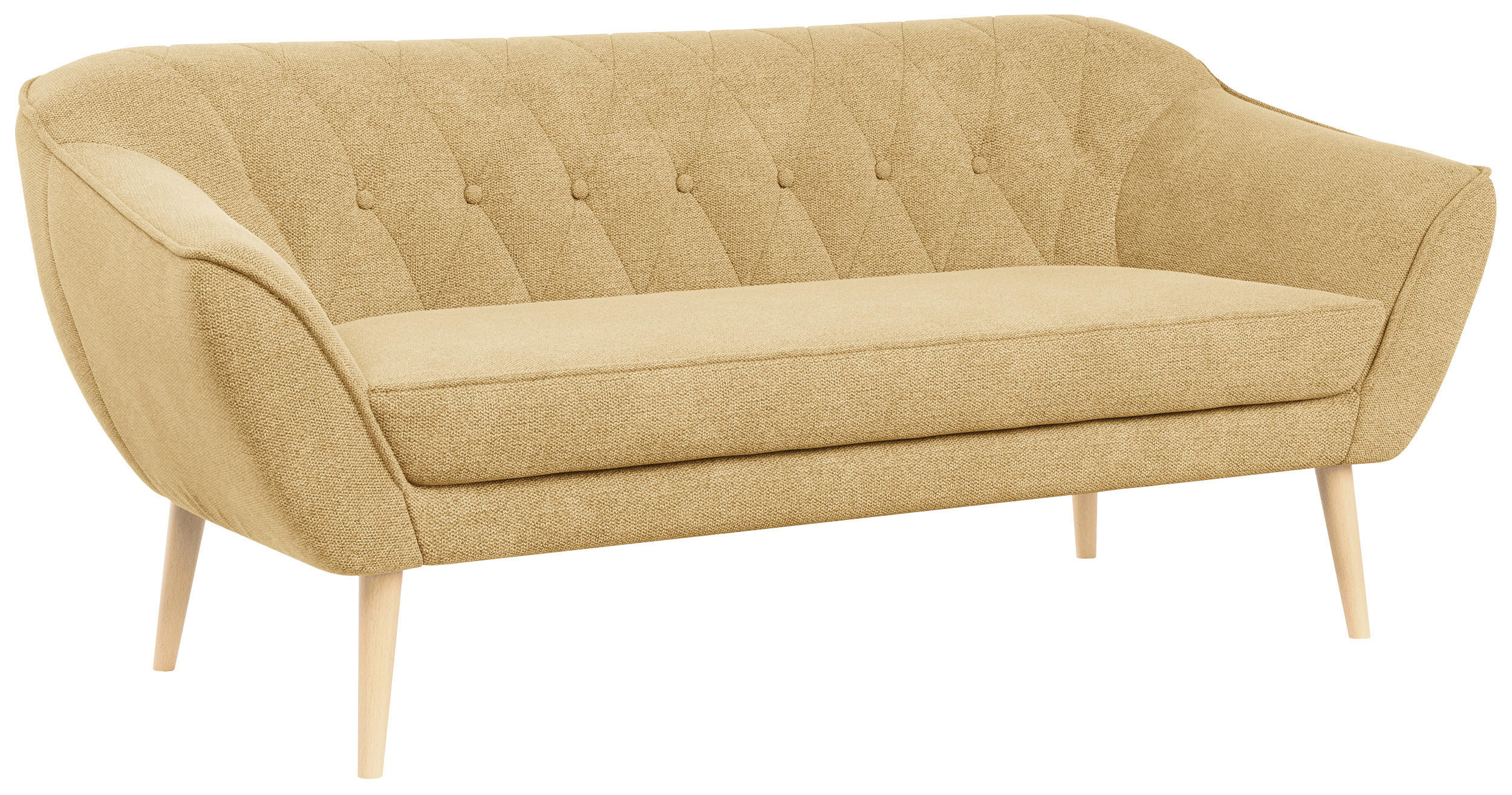 SOFA Pirs 3 Sitzer Strukture Gelb - Gelb/Braun, Holz/Textil (180/75/74cm) - MKS