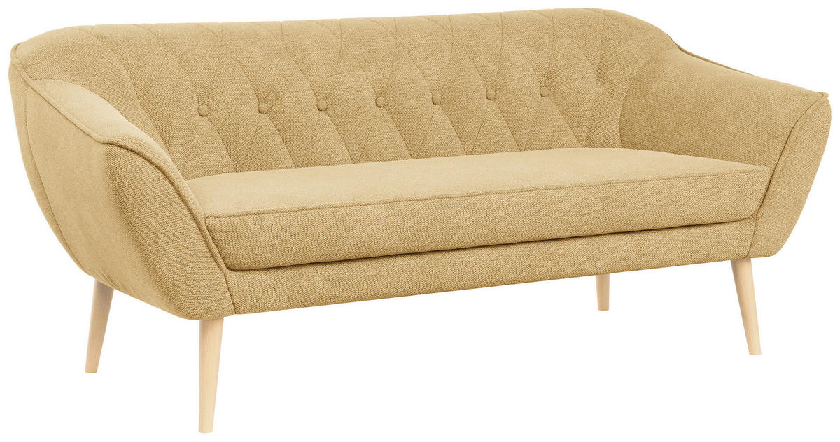 SOFA Pirs 3 Sitzer Strukture Gelb - Gelb/Braun, Holz/Textil (180/75/74cm) - MKS
