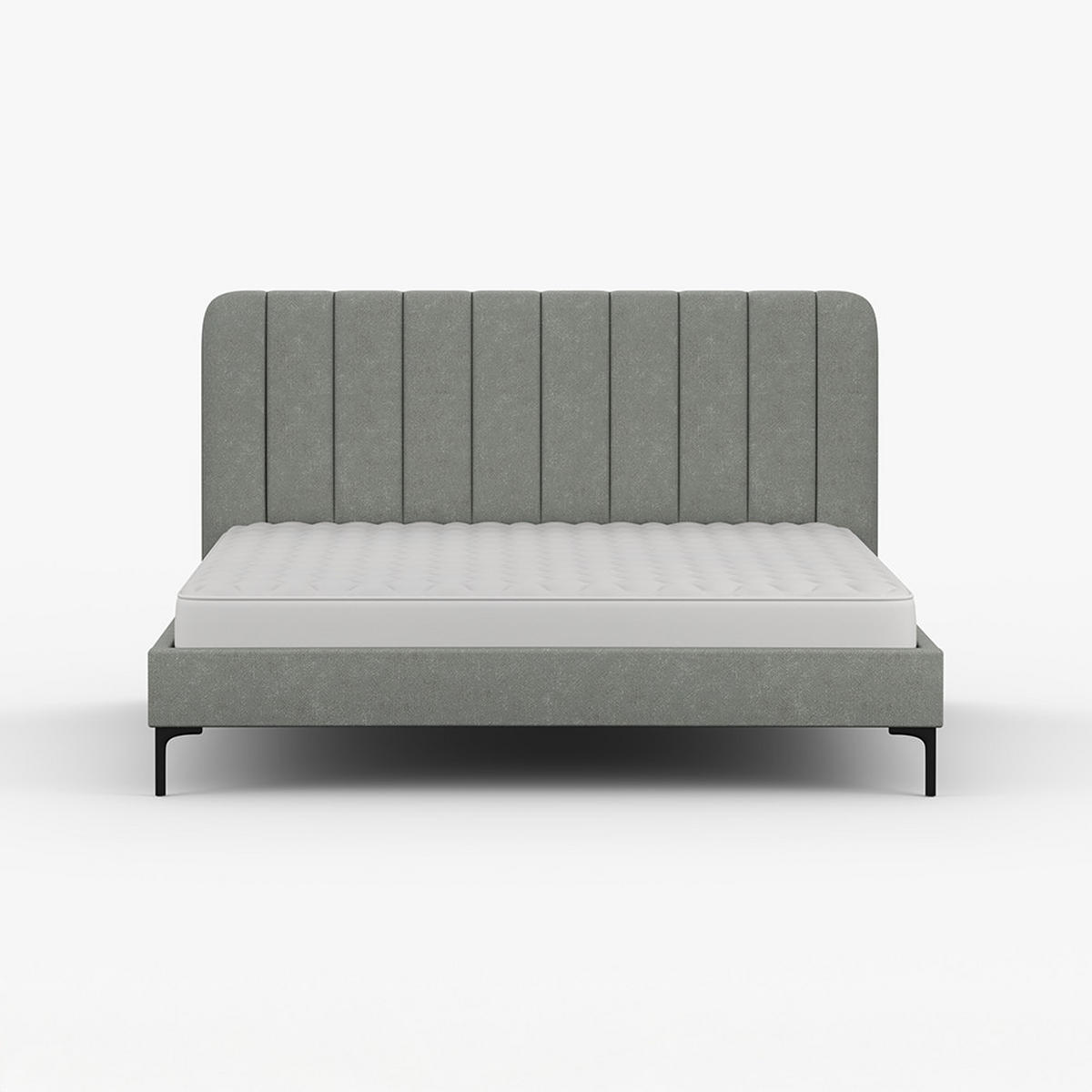 POLSTERBETT LUMI, Lattenrost, ohne Bettkasten, gepolsterte Kopfstütze 160/200 in Grau - Schwarz/Grau, Holz/Textil (160/200cm) - imoebel24