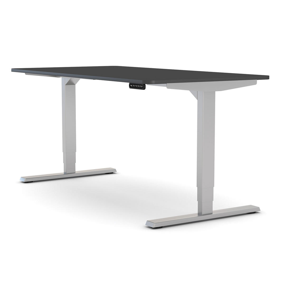 SCHREIBTISCH Elektrisch höhenverstellbarer Schreibtisch Y-Line Curved Anthrazit Weißaluminium 120/70/62-127cm - Weiß Hochglanz/Anthrazit, Holzwerkstoff/Metall (70/120/127cm) - ASSMANN