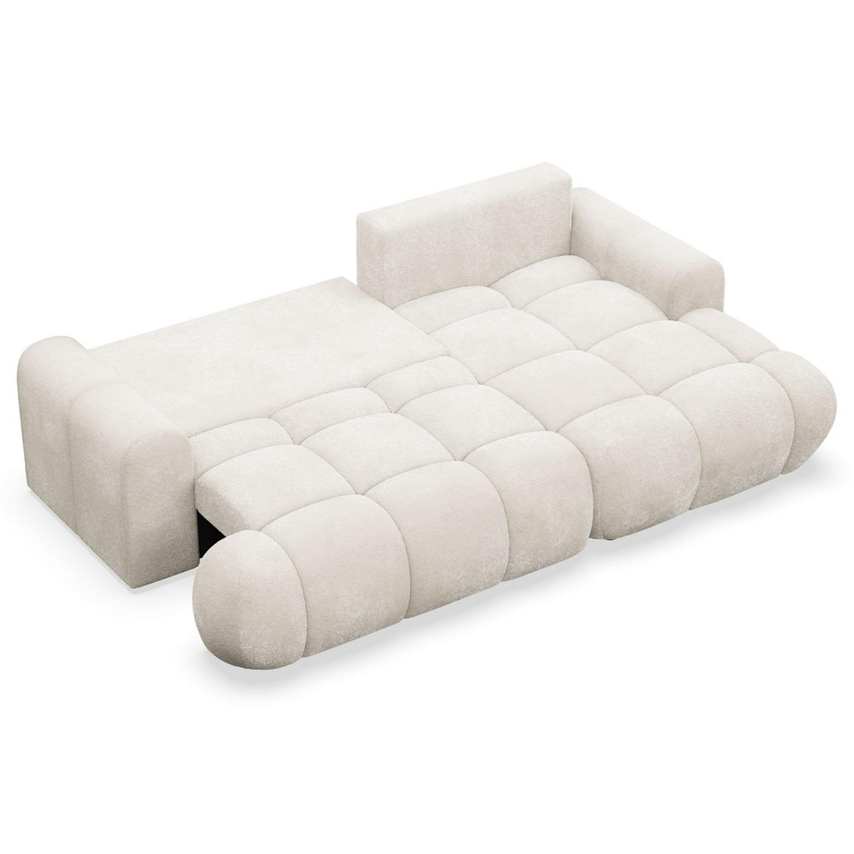 ECKSOFA Ombo Mini, Creme Bouclé, rechtsseitig - Creme/Schwarz, Kunststoff/Textil (256/155cm) - Selsey