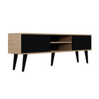 TV-MÖBEL Toronto Schwarz und Holz - Schwarz/Braun, Holzwerkstoff (160/55/35cm) - Petits-meubles