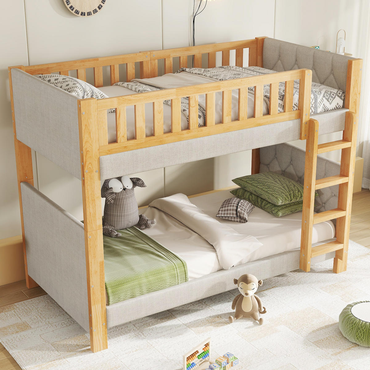 HOCHBETT 90x200 cm Treppe Holz grau - Grau, Holz (90/200cm) - LEBENLANG