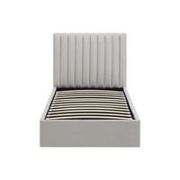 BETT mit Bettkasten - 1 Person - stoff - hellgrau Saraneli - Hellgrau, Textil (90/200cm) - Vente-Unique