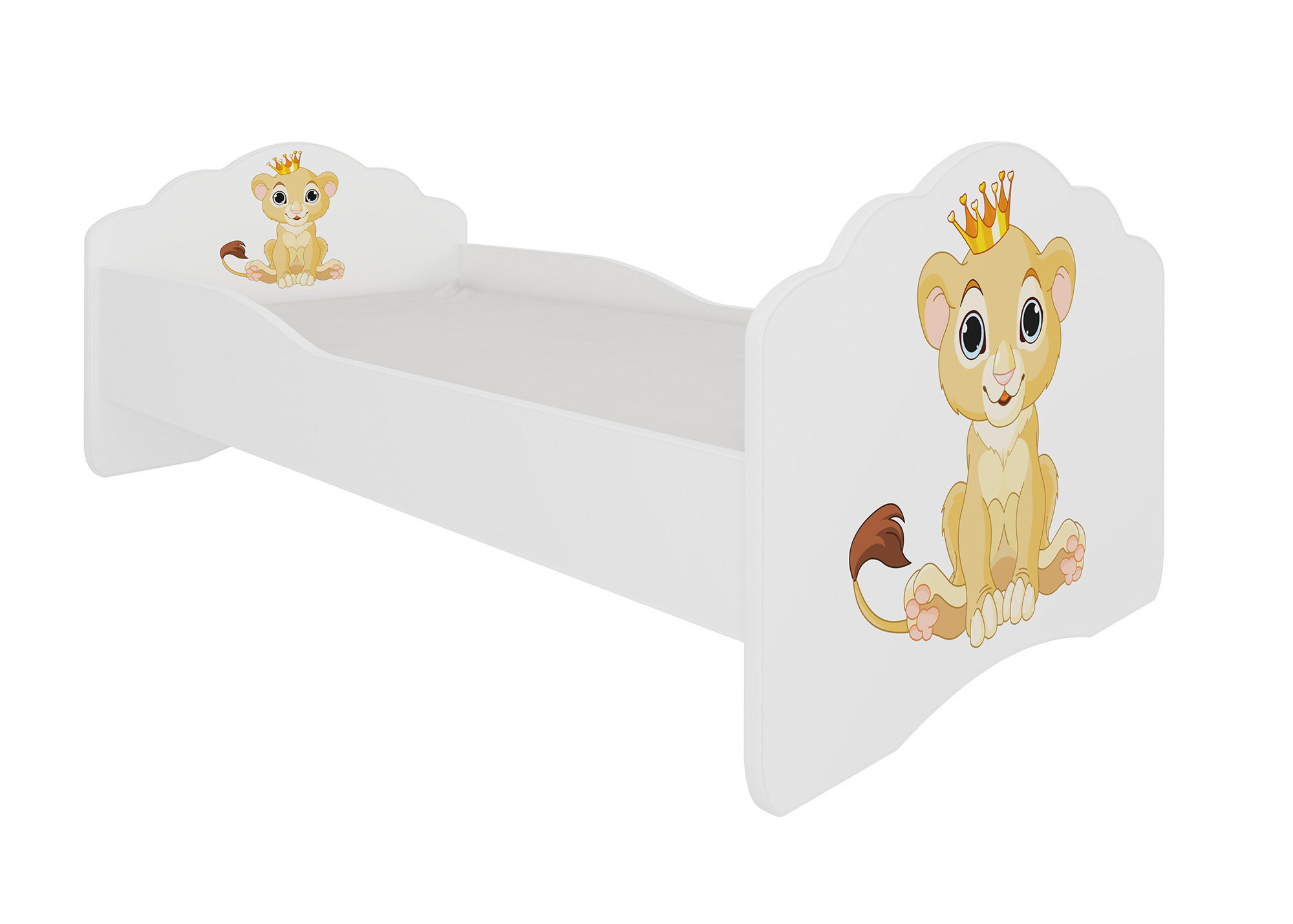 KINDERBETT Casimo weiß / Motiv Löwe 88 / 164 / 63cm - Weiß, Holz/Holzwerkstoff (70/140cm) - Feldmann-Wohnen