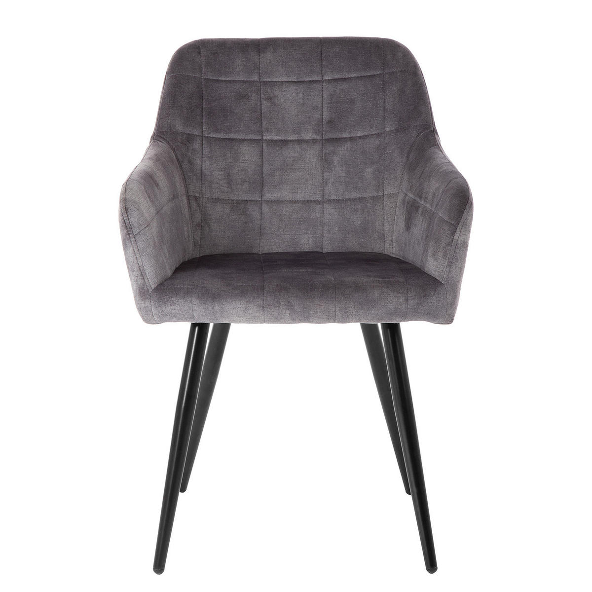 ARMLEHNENSTUHL - Samt / Stahl - Dunkelgrau / Schwarz - Dunkelgrau, Textil/Metall (56/82/60cm) - home24