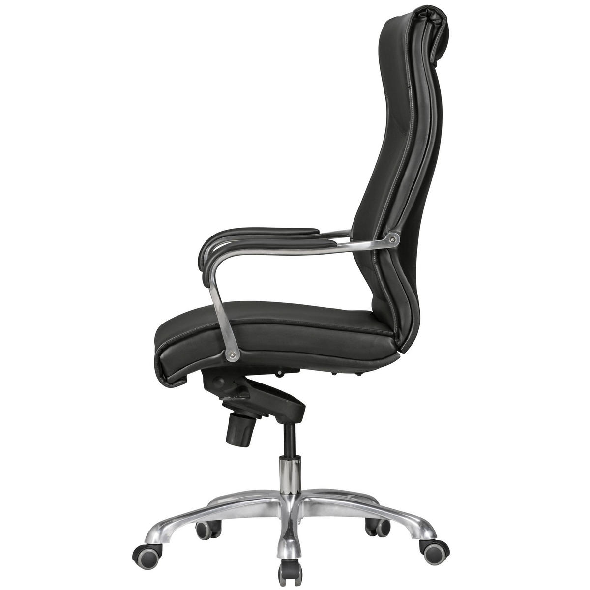CHEFSESSEL XXL Kunstleder ergonomisch höhenverstellbar bis 150 kg VENGA, Schwarz 61x60x126 cm - Silberfarben/Schwarz, Kunststoff/Textil (61/126/60cm) - KADIMA DESIGN