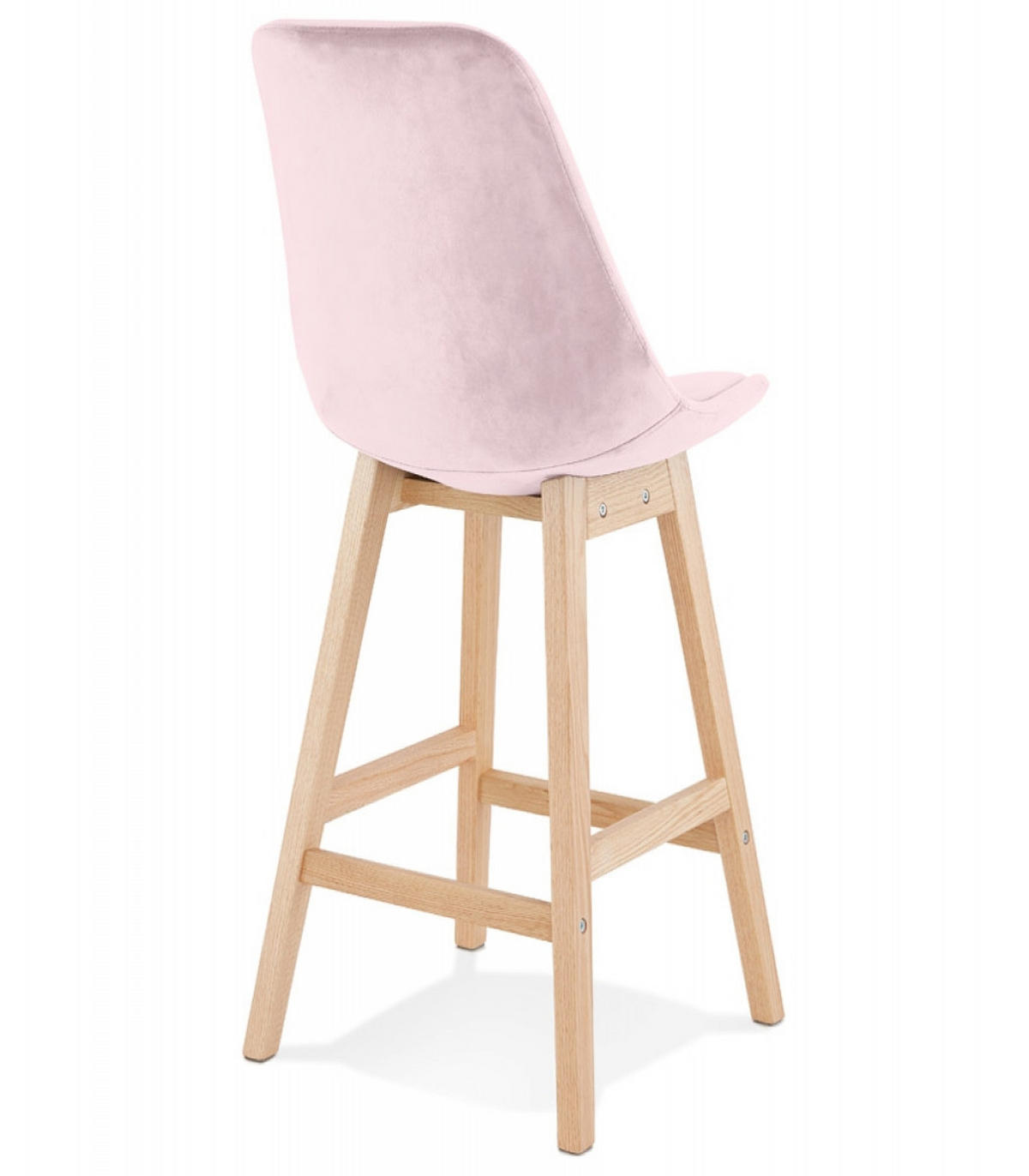 BARHOCKER mittelhoch mit Samt Sitz MORISS, Rosa-Beige 48x56x103 cm - Pink/Eichefarben, Eichenholz/Holz (48/103/56cm) - KADIMA DESIGN