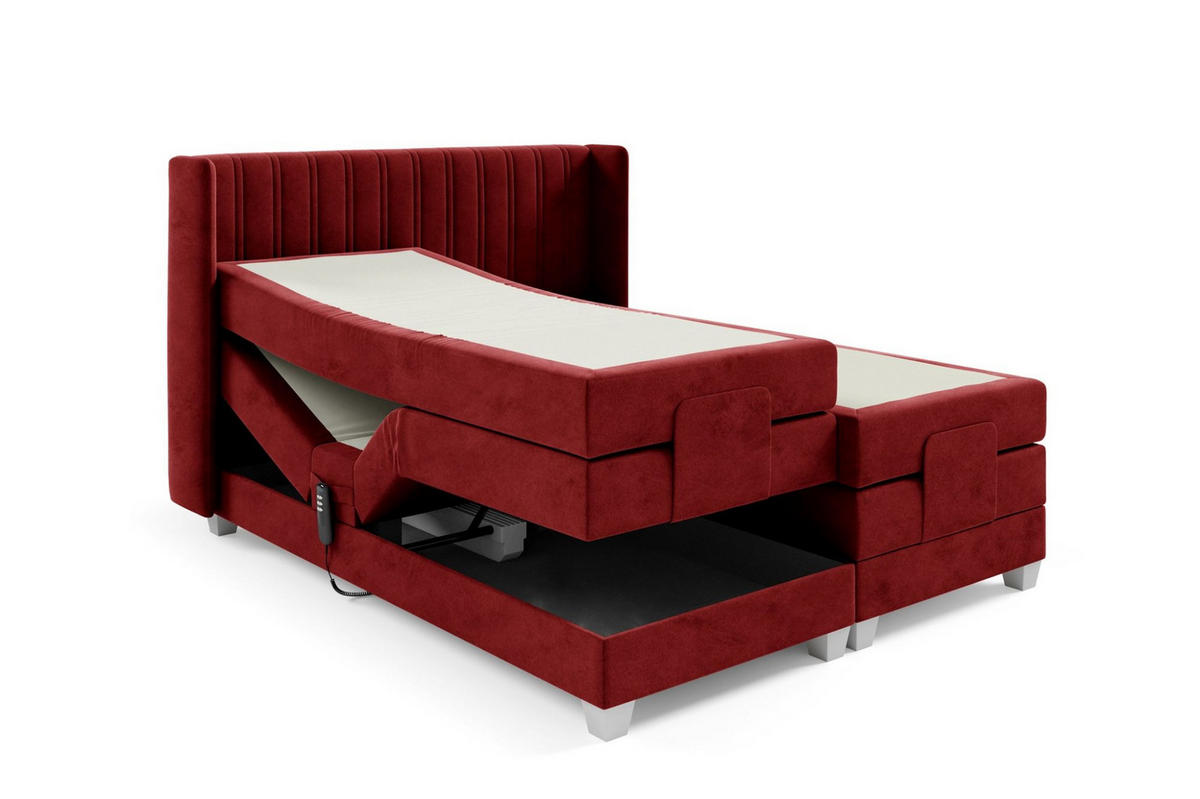 BOXSPRINGBETT Bett Elektrisch Magnus - Rot, Holzwerkstoff/Textil (180/200cm) - Fun Möbel