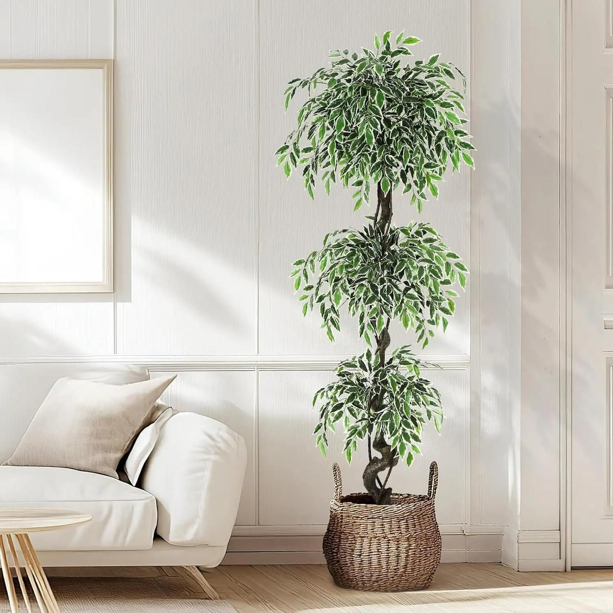 KUNSTPFLANZE Ficus Style 180cm Grün mit weißem Topf - Grün, Kunststoff (180cm) - Coonoor