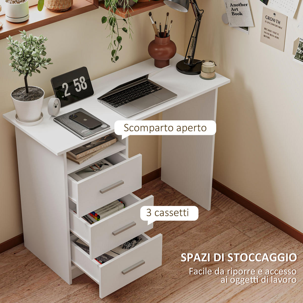 BÜROTISCH Weiß 1 Stück - Weiß, Holzwerkstoff (40/100/75cm) - GiPP