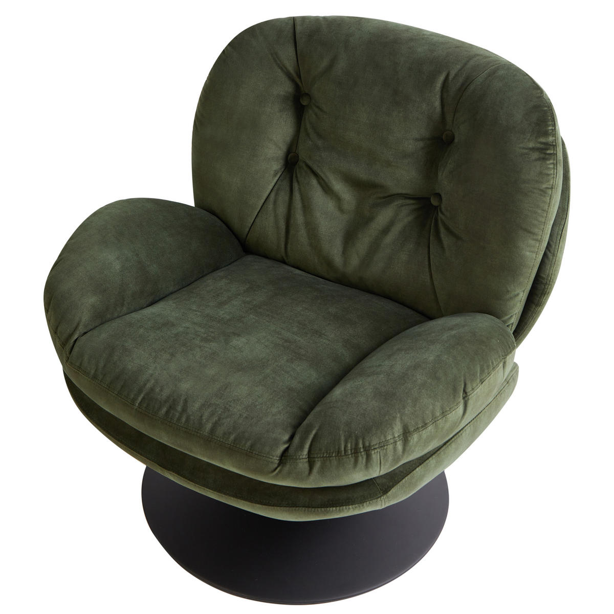 DREHSESSEL Grün Nolvik - Dunkelgrün/Schwarz, Textil (82/82/85cm) - Beliani