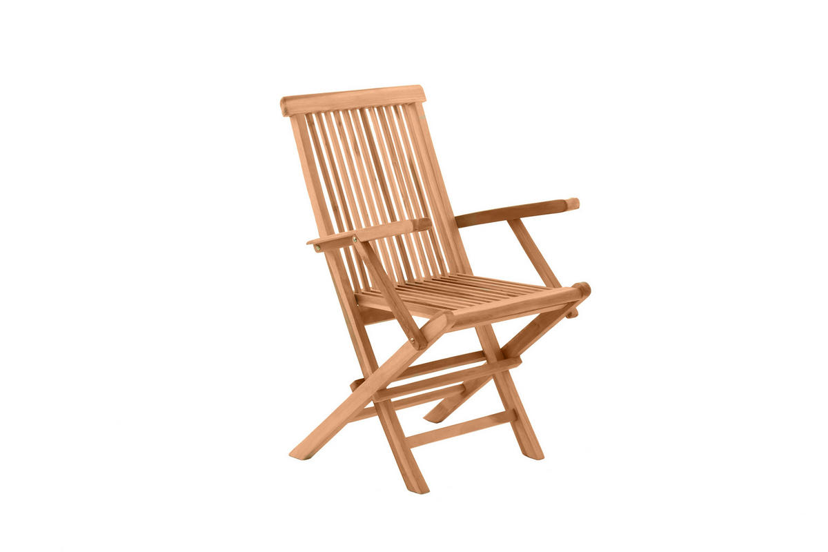 GARTENSESSEL Teaka mit Armlehnen, 2er-Set,Teakholz, klappbar - Naturfarben, Holz (55.5/89/51cm) - TPFGarden