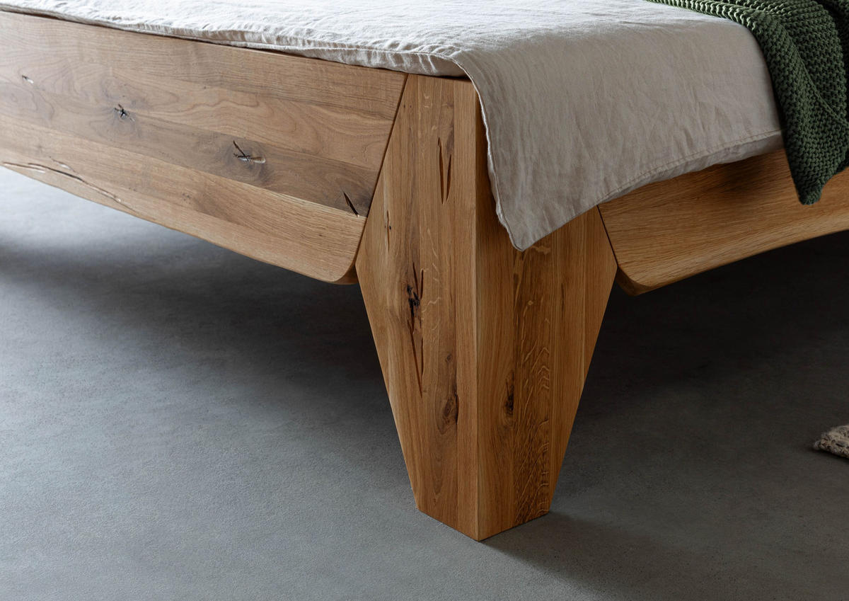 HOLZBETT Wildeiche 180x200 natur geölt PURE OAK #115 - Braun, Holz (180/200cm) - Massivmoebel24