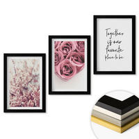 WANDBILDER 3er-Set - 20x30 cm Schwarzer Rahmen - Blumensträuße aus Rosen mit einer Inschrift - Schwarz, Kunststoff (20/30cm) - ArtPrintCave