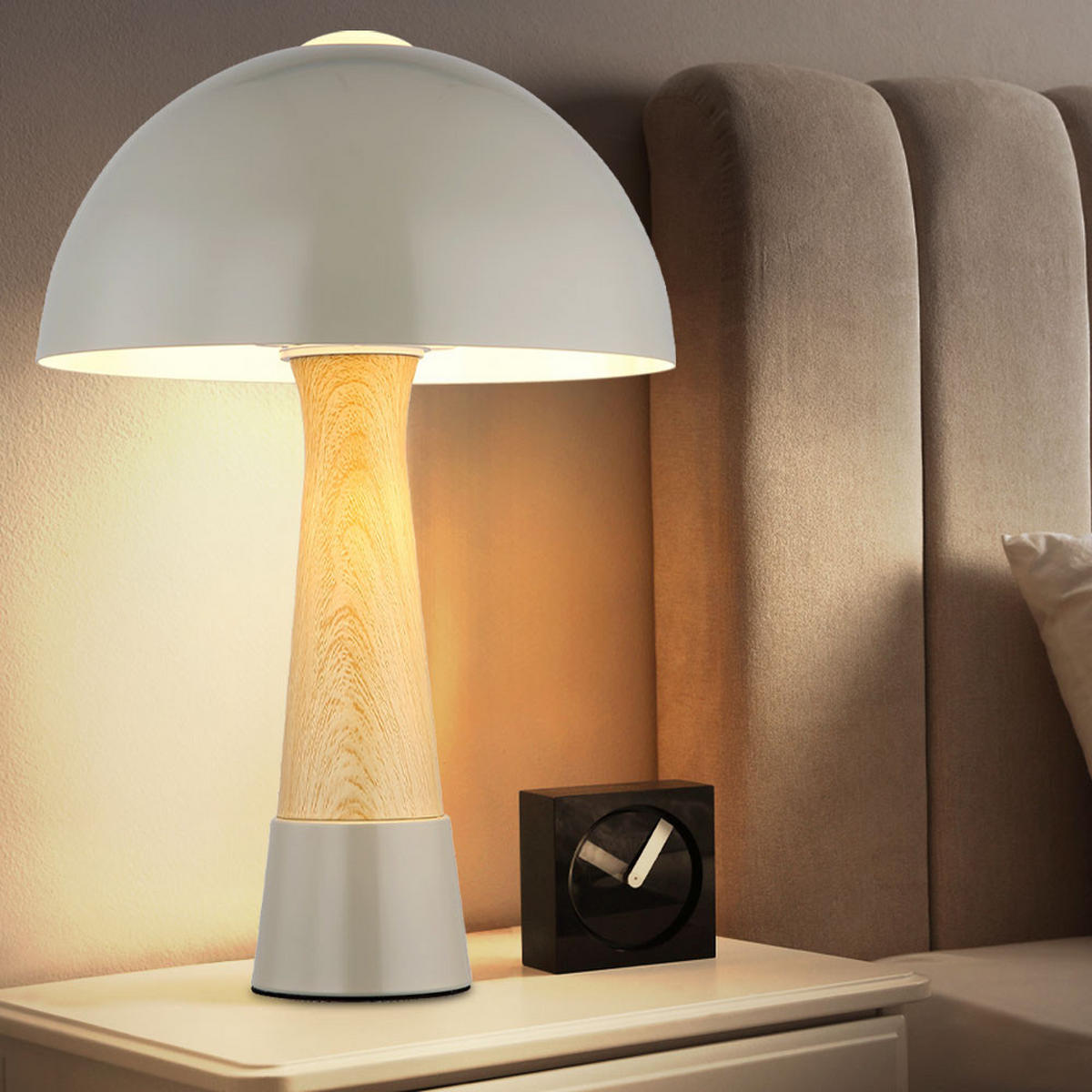 TISCHLEUCHTE Paulin Holzoptik Grau matt - Grau, Metall (25/25/36.5cm) - Nowa