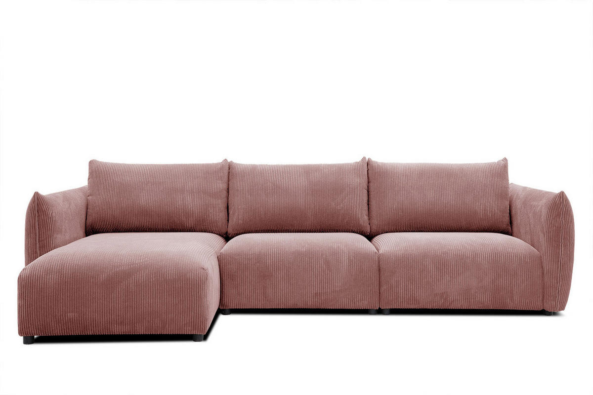 ECKSOFA TAUER 5-Sitzer, altrosa - Schwarz/Altrosa, Holzwerkstoff/Kunststoff (173/294cm) - Courtois Laville
