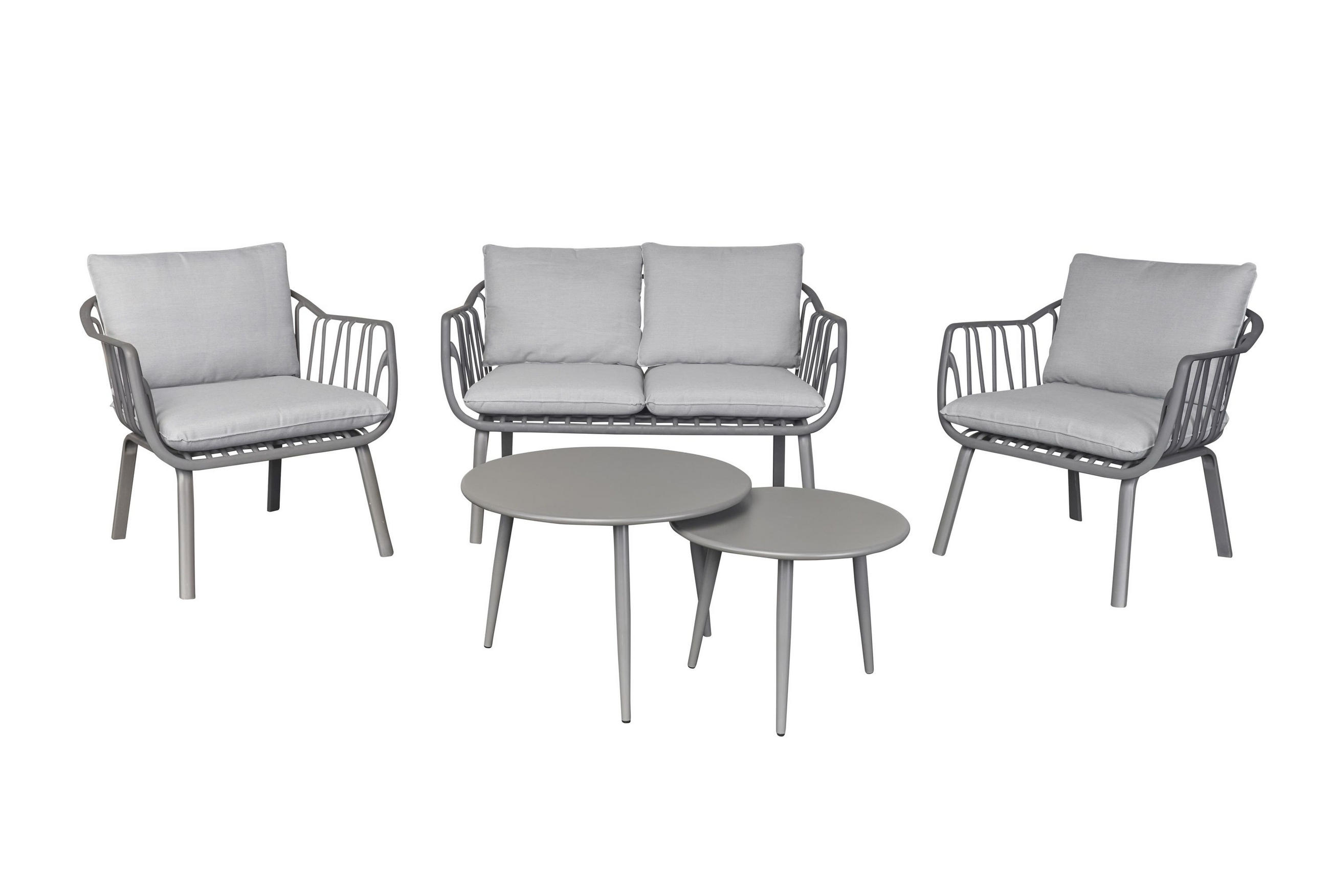 LOUNGESET 4tlg. Moroni, Grau, Kunsstoff - Grau, Kunststoff/Metall - dasmöbelwerk