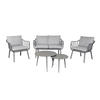LOUNGESET 4tlg. Moroni, Grau, Kunsstoff - Grau, Kunststoff/Metall - dasmöbelwerk