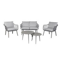LOUNGESET 4tlg. Moroni, Grau, Kunsstoff - Grau, Kunststoff/Metall - dasmöbelwerk