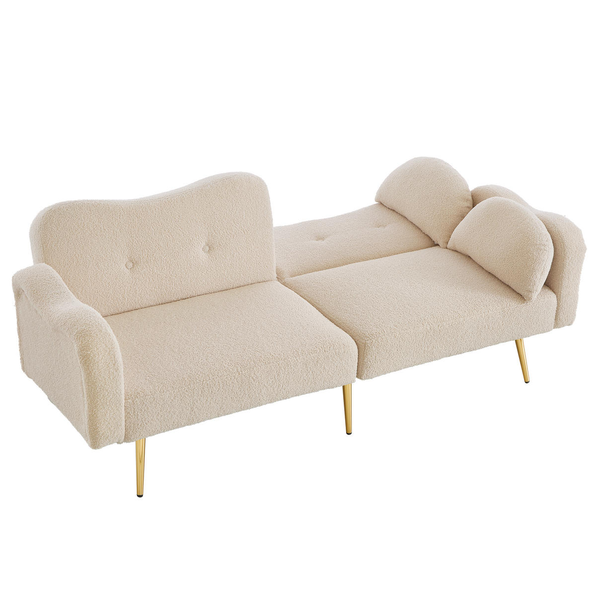 SOFABETT Zweisitzer Wollmisch-Bezug mit verstellbarer Rückenlehne Beige 175/79/82 cm - Beige, Textil (79/82/175cm) - Redom