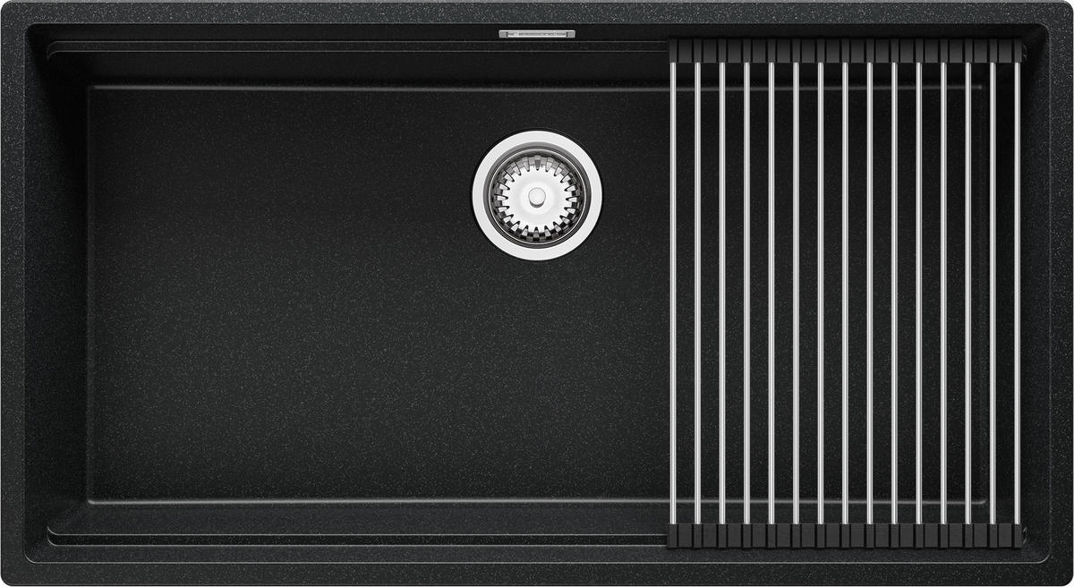 UNTERBAUSPÜLE GRANIT Praga, 2-er set Anthrazit 86/47 cm 1 Becken + Ablauf-Set + Aufrollbare Abtropffläche ab 90er Unterschrank - Chromfarben/Anthrazit, Kunststoff (86/20/47cm) - Primagran