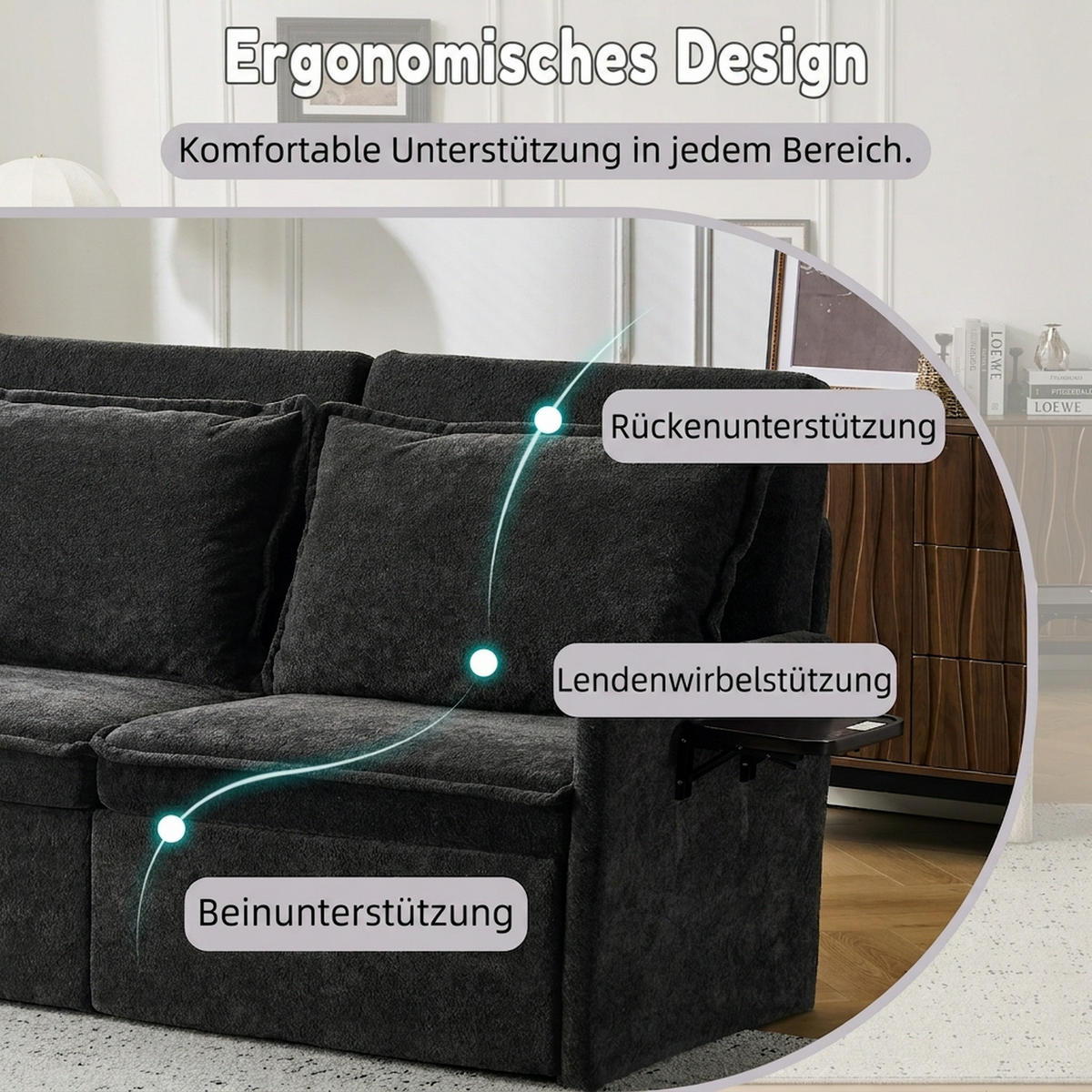 SCHLAFSOFA 172.5/71/95 cm Schwarz mit USB-Anschluss, 5-fach verstellbarer Rückenlehne und Stauraum - Schwarz, Textil (71/95/172.5cm) - Oxeza