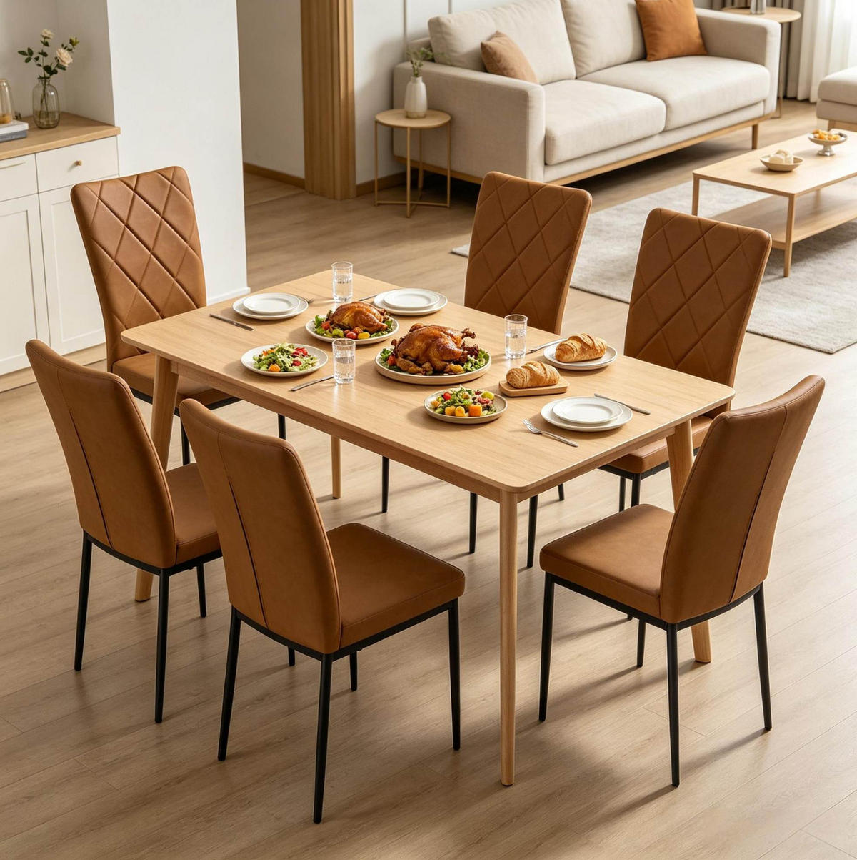 ESSSTUHL 4er-Set mit hoher Rückenlehne 42 x 94,5 x 59 cm Braun - Braun, Metall (42.5/94.5/40cm) - Meubliv