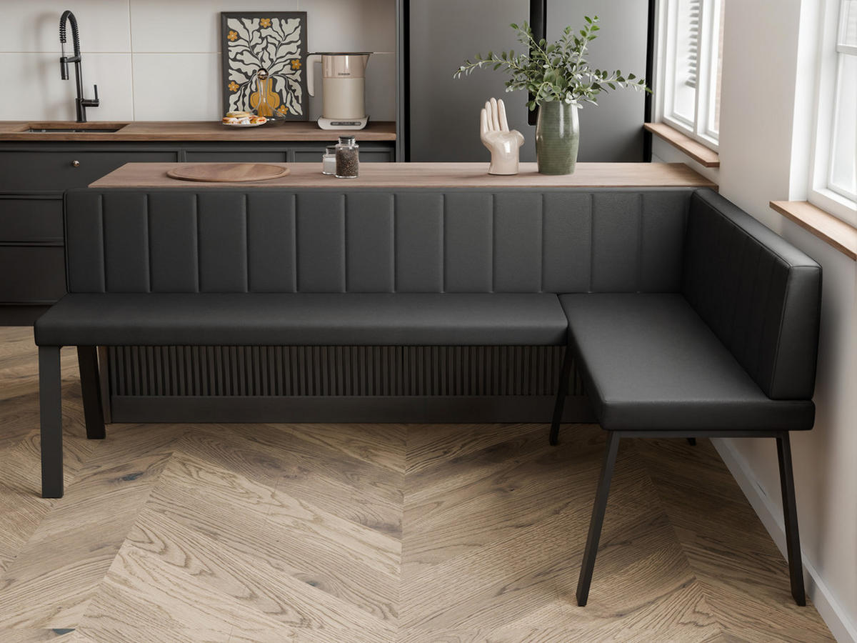 ECKBANK rechts MONO Y Kunstleder gesteppt, 128/168 cm Schwarz - Schwarz, Kunststoff/Textil (128/168cm) - Idohome
