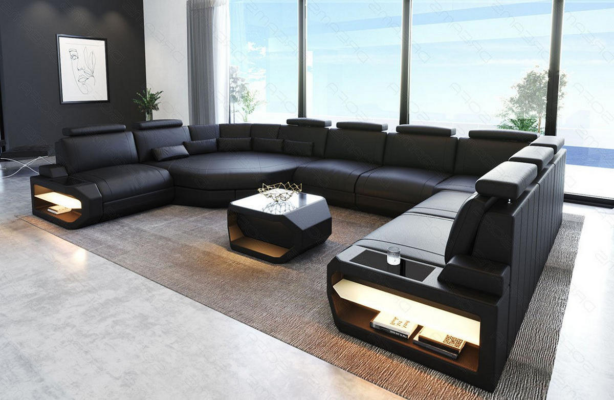 LEDERSOFA Asti L - Schwarz, Leder (427/93/280cm) - Sofa Dreams