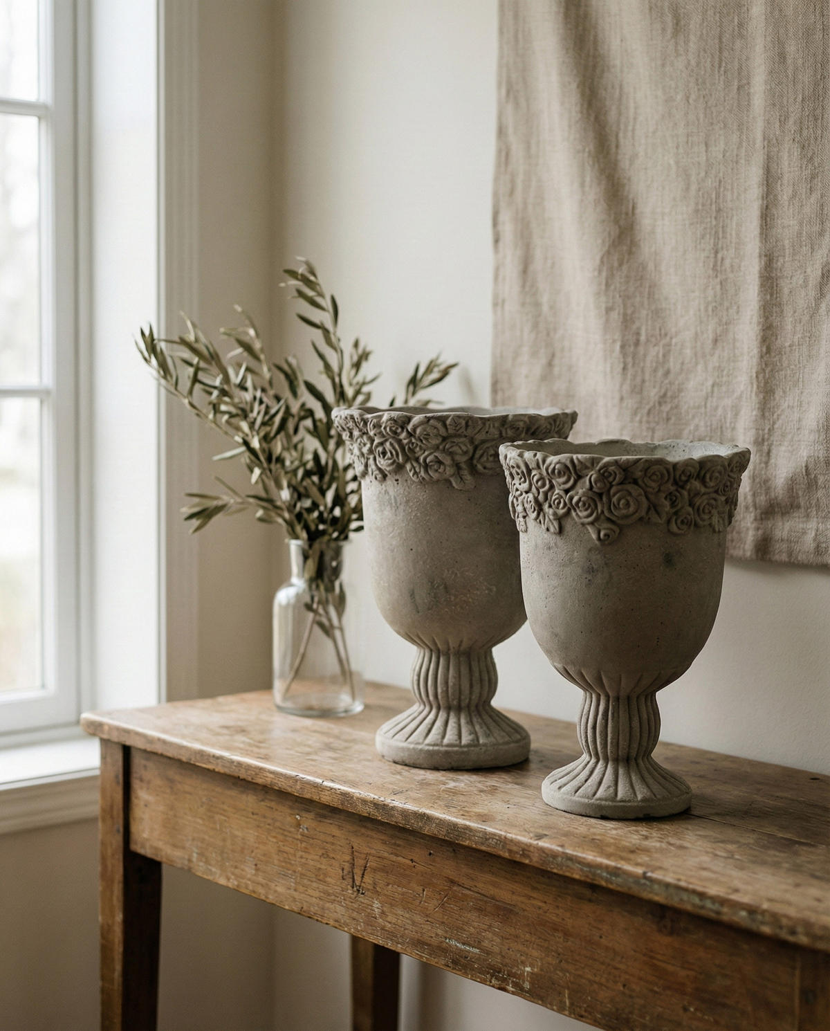 VASE Sidi beige 31/31/49 Keramik - Grau, Keramik (49cm) - Mondex