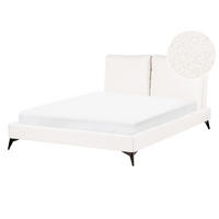 POLSTERBETT mit Lattenrost 140x200 cm Weiß Melle - Creme, Textil (140/200cm) - Beliani