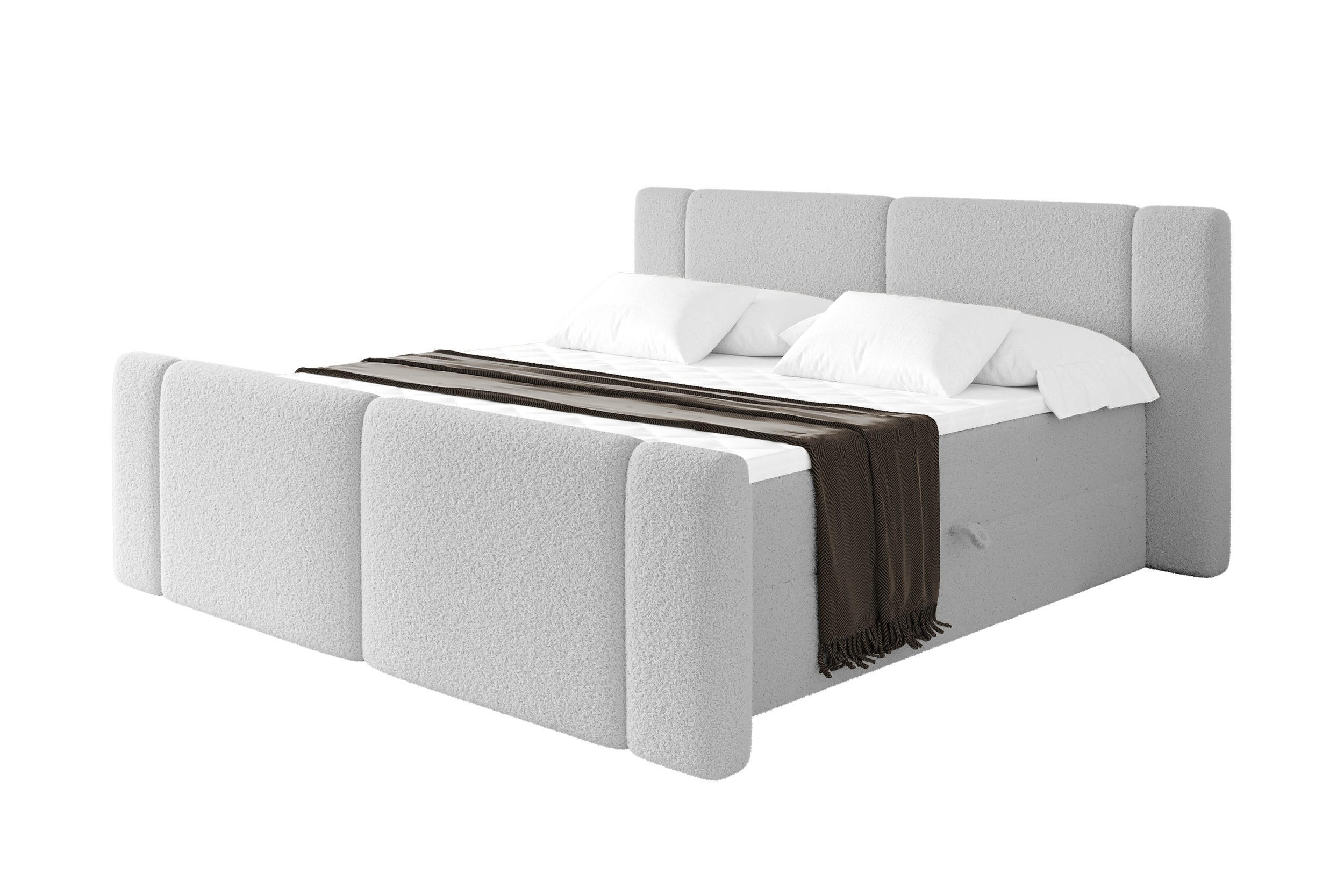 BOXBETT mit Matratze H4 - EVON Zanozek - 140x200 cm Hellgrau - Hellgrau, Holzwerkstoff (140/200cm) - ALTDECOR