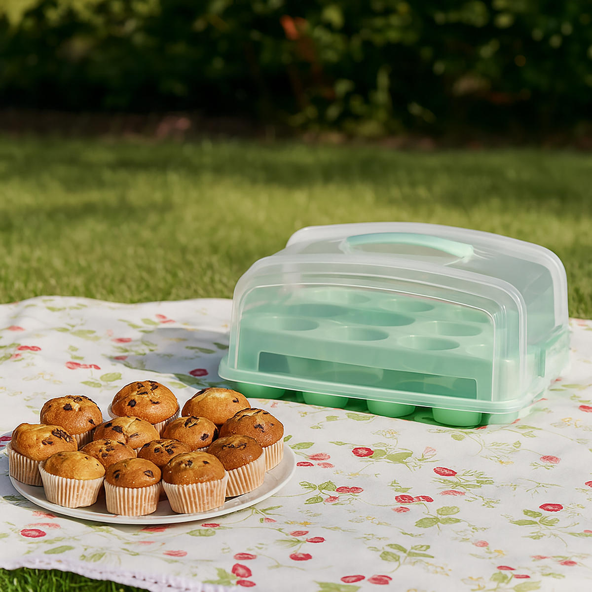 MUFFIN-TRANSPORTBOX - Türkis, Kunststoff (37.5/16/28.5cm) - Relaxdays