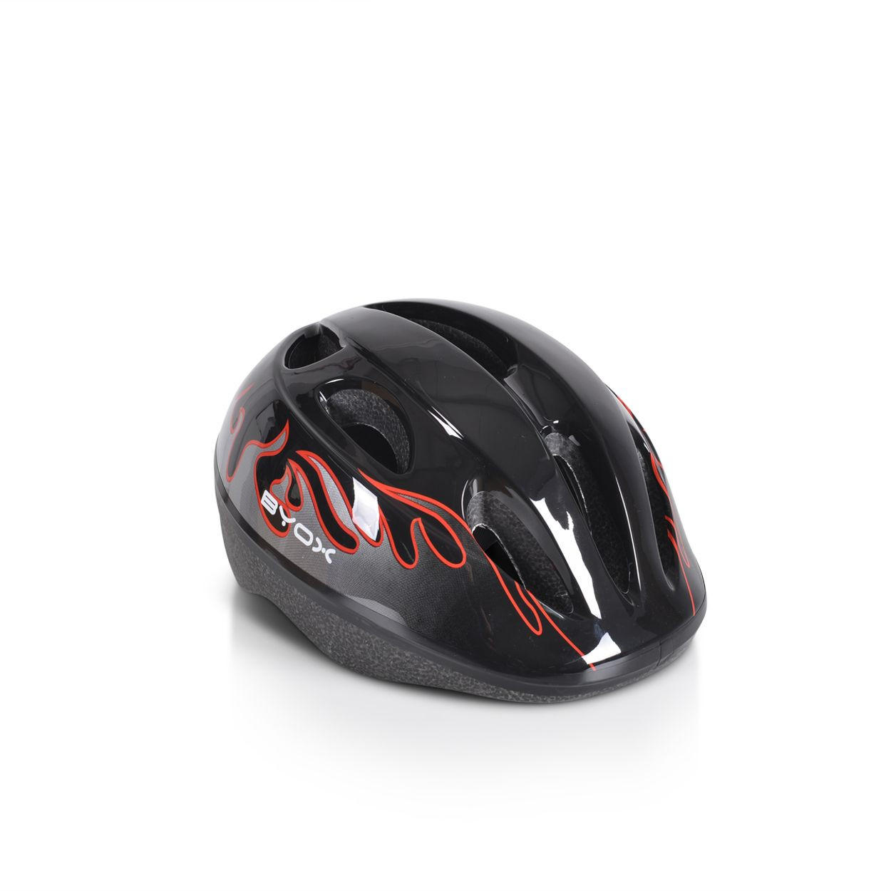 KINDERHELM Y03 schwarz Größe S 48-54 cm, LED-Beleuchtung, 8 Löcher, EPS und PVC-Schale - Schwarz, Kunststoff (20/27cm)