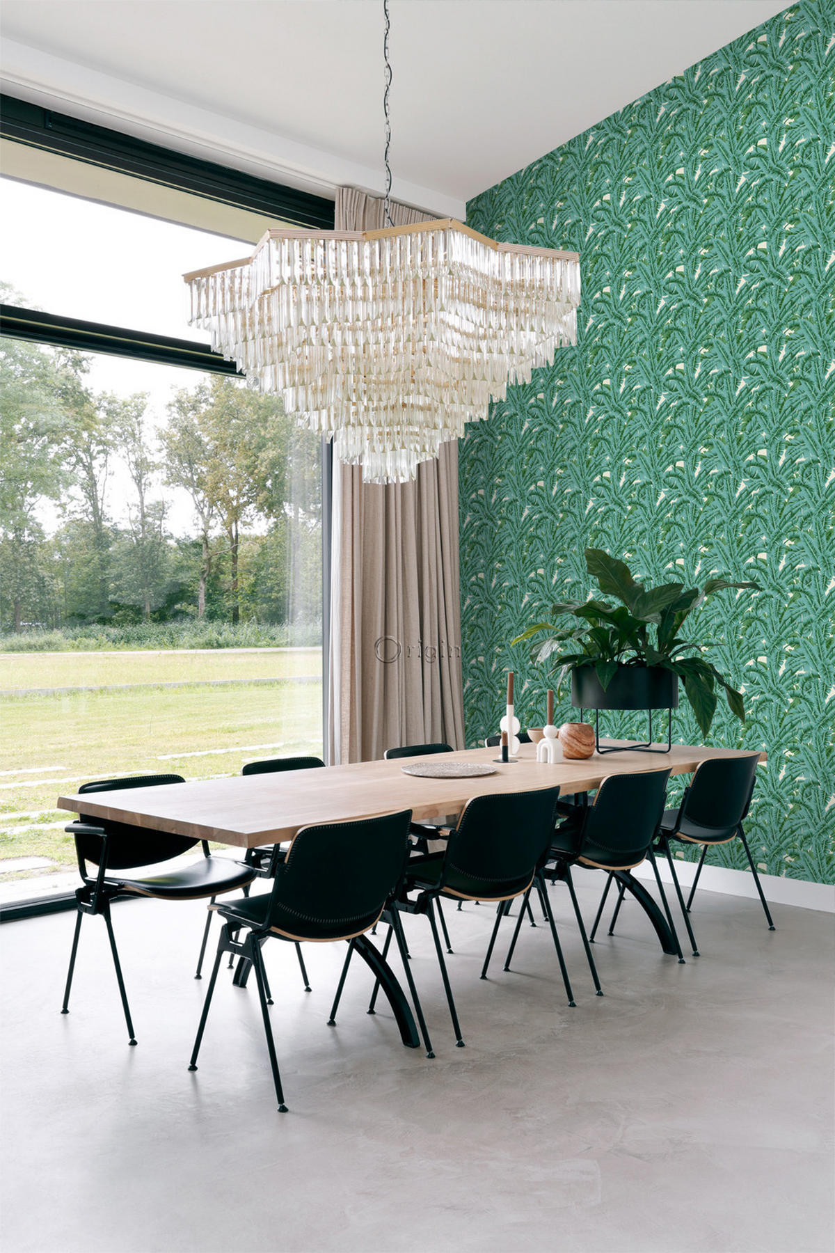 TAPETE Palmblätter 53 cm x 10.05 m - Grün, Papier (53/1000cm) - Origin Wallcoverings