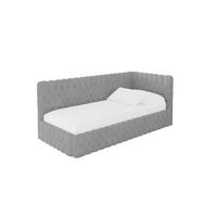 EINZELLBETT Jugendbett mit Bettkasten, Links - MULY 90x200 Grau - Hellgrau, Holzwerkstoff/Textil (90/200cm) - ALTDECOR