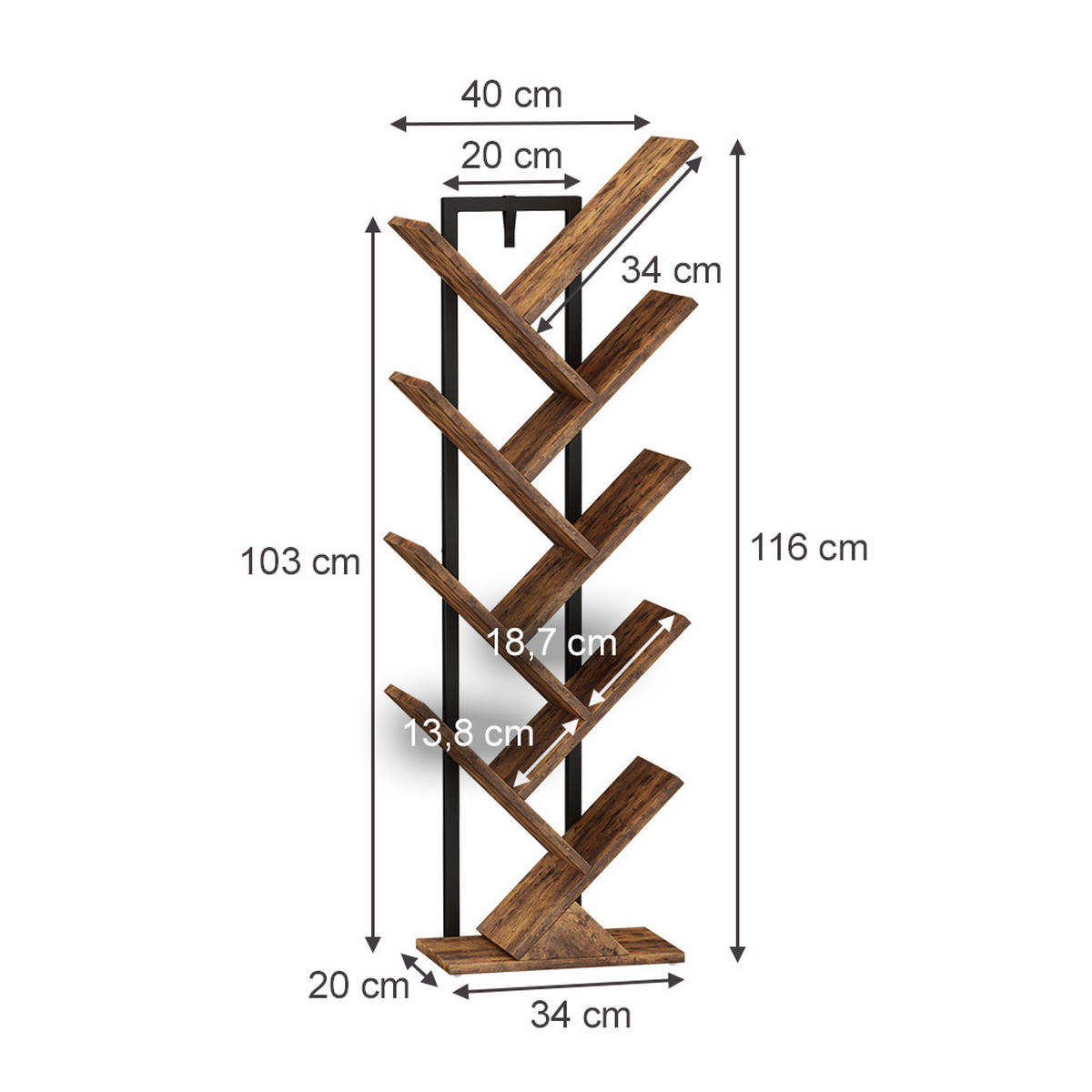 BÜCHERREGAL Fyrk Antikholz 40 x 116 cm - Eichefarben, Holzwerkstoff (40/116/20cm) - Vicco