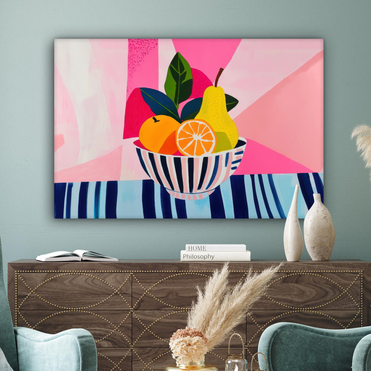 LEINWANDBILD Obst - Abstrakter Hintergrund - Rosa Groß 140x90 cm - Pink, Textil (140/90cm) - MuchoWow